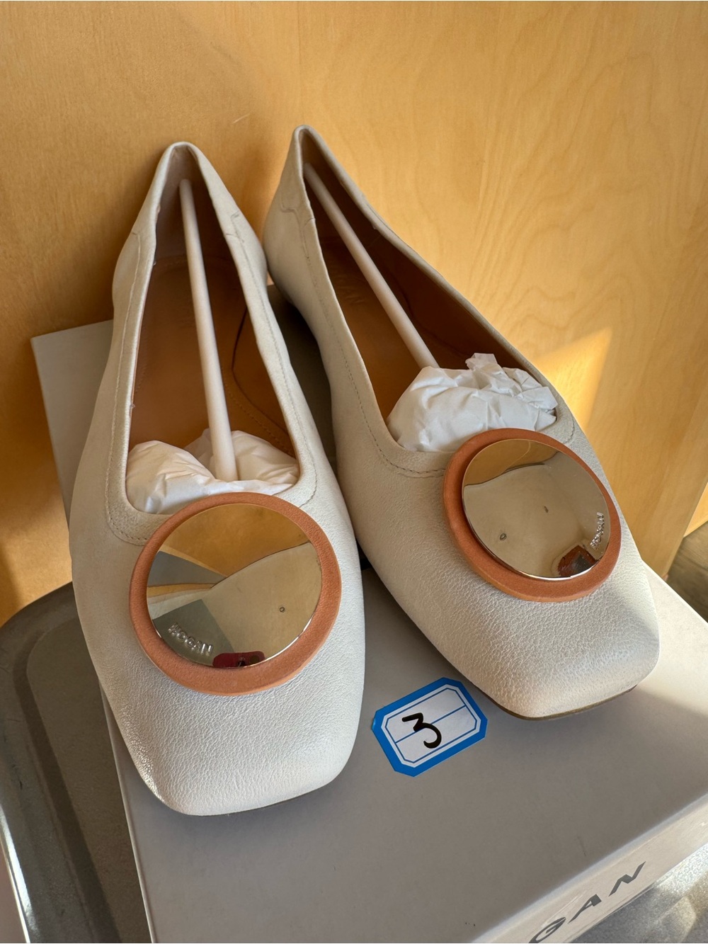 Hogan Coquette Ballerina Flats in Cream